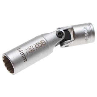 Glühkerzen-Gelenk-Einsatz Zwölfkant, Antrieb Innenvierkant 10 mm (3/8 Zoll), SW 14 mm