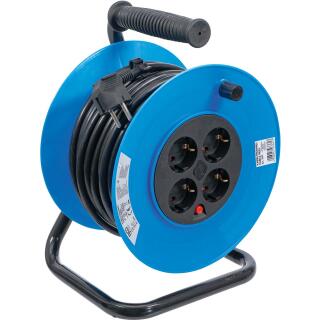 Kabeltrommel, 25 m, 3x1,5 mm², 4 Steckdosen, IP 20, 3000 W