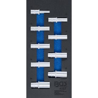 Werkstattwageneinlage 1/3: Steckschlüssel-Einsätze Sechskant, 12,5 mm (1/2 Zoll), 10-24 mm, tief, 9-tlg.