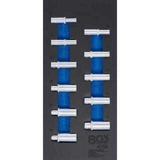Werkstattwageneinlage 1/3: Steckschlüssel-Einsätze Sechskant, 10 mm (3/8 Zoll), 8 - 19 mm, tief, 11-tlg.
