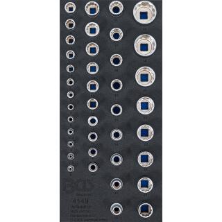Werkstattwageneinlage 1/3: Steckschlüssel-Einsätze Zwölfkant, 6,3 mm (1/4 Zoll), 10 mm (3/8 Zoll), 12,5 mm (1/2 Zoll), 40-tlg.