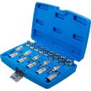 Bit-Einsatz-/Steckschlüssel-Einsatz-Satz, Antrieb Innenvierkant 12,5 mm (1/2 Zoll), E-Profil / T-Profil (für Torx), 19-tlg.