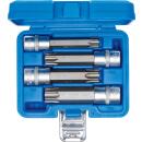 Bit-Einsatz-Satz, Antrieb Innenvierkant 12,5 mm (1/2 Zoll), T-Profil (für Torx) mit Bohrung, 4-tlg.