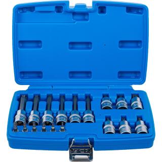 Bit-Einsatz-Satz, Antrieb Innenvierkant 6,3 mm (1/4 Zoll) / 12,5 mm (1/2 Zoll), T-Profil (für Torx) mit Bohrung, 18-tlg.