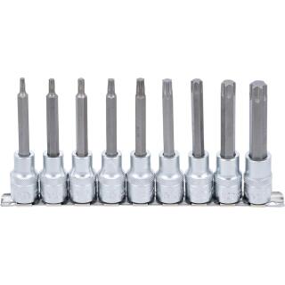 Bit-Einsatz-Satz, Antrieb Innenvierkant 12,5 mm (1/2 Zoll), T-Profil (für Torx), 9-tlg.