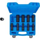 Kraft-Steckschlüssel-Einsatz-Satz Sechskant, tief, Antrieb Innenvierkant 12,5 mm (1/2 Zoll), SW 10 - 24 mm, 10-tlg.