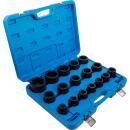 Kraft-Steckschlüssel-Einsatz-Satz, Antrieb Innenvierkant 20 mm (3/4 Zoll), SW 19 - 55 mm, 17-tlg.