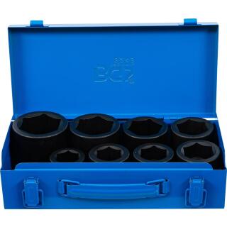 Kraft-Steckschlüssel-Einsatz-Satz Sechskant, Antrieb Innenvierkant 25 mm (1 Zoll), SW 27 - 50 mm, 8-tlg.