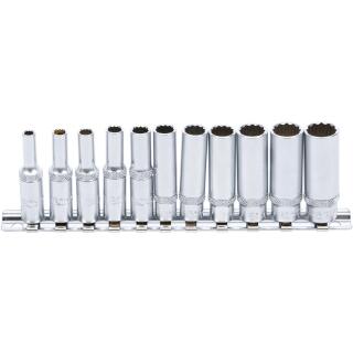 Steckschlüssel-Einsatz-Satz Zwölfkant, tief, Antrieb Innenvierkant 6,3 mm (1/4 Zoll), SW 4 - 13 mm |11-tlg.