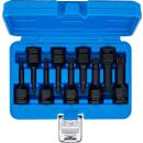 Kraft-Bit-Einsatz-Satz, Antrieb Innenvierkant 12,5 mm (1/2 Zoll), Innenvielzahn (für XZN) M4 - M16, 9-tlg.