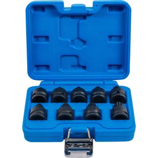 Kraft-Bit-Einsatz-Satz, Antrieb Innenvierkant 12,5 mm (1/2 Zoll), Innenvielzahn (für XZN) M4 - M16, 9-tlg.