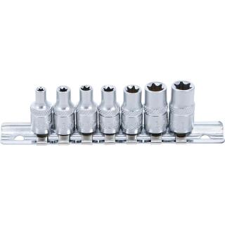 Steckschlüssel-Einsatz-Satz E-Profil, Antrieb Innenvierkant 6,3 mm (1/4 Zoll), SW E4 - E11, 7-tlg.