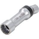 Zündkerzen-Gelenkeinsatz Zwölfkant mit Haltefeder, Antrieb Innenvierkant 10 mm (3/8 Zoll), SW 18 mm
