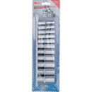 Steckschlüssel-Einsatz-Satz Zwölfkant, tief, Antrieb Innenvierkant 10 mm (3/8 Zoll), Zollgrößen, 11-tlg.