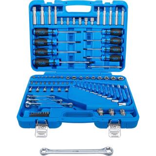 Werkzeugsortiment, 6,3 mm (1/4 Zoll) + 12,5 mm (1/2 Zoll), E-Profil / T-Profil (für Torx), 84-tlg.
