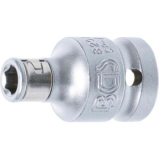 Bit-Adapter mit Haltekugel, Innenvierkant 12,5 mm (1/2 Zoll), Innensechskant 6,3 mm (1/4 Zoll)
