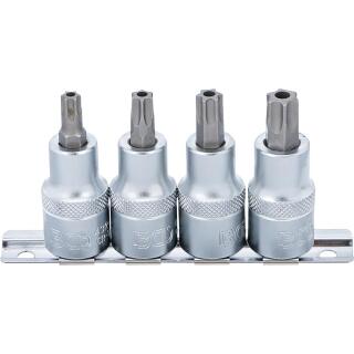 Bit-Einsatz-Satz, Antrieb Innenvierkant 12,5 mm (1/2 Zoll), T-Profil (für Torx) mit Bohrung T40 - T55, 4-tlg.