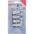 Bit-Einsatz-Satz, Antrieb Innenvierkant 12,5 mm (1/2 Zoll), T-Profil (für Torx) mit Bohrung T40 - T55, 4-tlg.