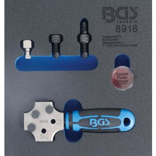 Werkstattwageneinlage 1/6: Bördelgerät, SAE und DIN 4,75 mm (3/16 Zoll)