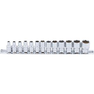 Steckschlüssel-Einsatz-Satz, Sechskant, Antrieb Innenvierkant 6,3 mm (1/4 Zoll), SW 4 - 14 mm, 13-tlg.