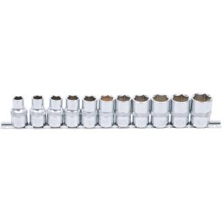 Steckschlüssel-Einsatz-Satz, Sechskant, Antrieb Innenvierkant 12,5 mm (1/2 Zoll), SW 10 - 21 mm, 11-tlg.