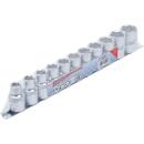 Steckschlüssel-Einsatz-Satz, Sechskant, Antrieb Innenvierkant 12,5 mm (1/2 Zoll), SW 10 - 21 mm, 11-tlg.