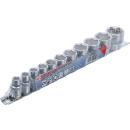 Steckschlüssel-Einsatz-Satz, Sechskant, Antrieb Innenvierkant 10 mm (3/8 Zoll), SW 5/16 Zoll - 7/8 Zoll, 11-tlg.