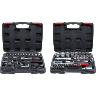 Steckschlüssel-Satz, Antrieb 6,3 mm (1/4 Zoll) + 12,5 mm (1/2 Zoll), Zollgrößen, 174-tlg.