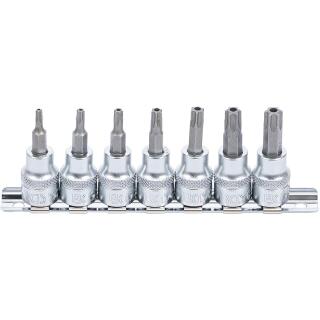 Bit-Einsatz-Satz, Antrieb Innenvierkant 10 mm (3/8 Zoll), T-Profil (für Torx) mit Bohrung T15 - T50, 7-tlg.