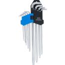 Winkelschlüssel-Satz, extra lang + extra kurz, T-Profil (für Torx) T10 - T50, 9-tlg.