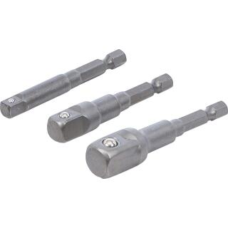 Adapter-Satz für Bohrmaschinen, Außensechskant Antrieb 6,3 mm (1/4 Zoll), Abtrieb Außensechskant 6,3 mm (1/4 Zoll), 10 mm (3/8 Zoll), 12,5 mm (1/2 Zoll), 3-tlg.