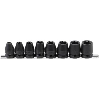Kraft-Steckschlüssel-Einsatz-Satz E-Profil, Antrieb Innenvierkant 12,5 mm (1/2 Zoll), SW E10 - E24, 8-tlg.