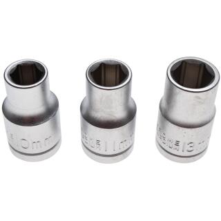 Steckschlüsseleinsatz-Satz, Antrieb 12,5 mm (1/2 Zoll), SW 10 - 11 - 13 mm, 3-tlg.