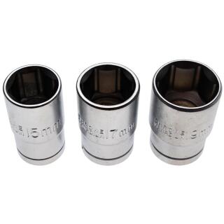 Steckschlüsseleinsatz-Satz, Antrieb 12,5 mm (1/2 Zoll), SW 15 - 17 - 19 mm, 3-tlg.