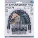 Bit-Satz mit flexibler Welle, Antrieb Außensechskant 6,3 mm (1/4 Zoll), 11-tlg.