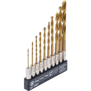HSS-Bohrer-Satz, titan-nitriert, 1,5 - 6 mm, 10-tlg.