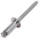 Blindnieten ISO 15983 Flachkopf gerillter Nietdorn A2/A2 6,4x10 250 Stück