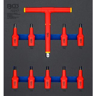 Werkstattwageneinlage 2/3: VDE-Bit-Einsatz-Satz, Antrieb Innenvierkant 12,5 mm (1/2 Zoll), T-Profil (für Torx) T20 - T55, 10-tlg.
