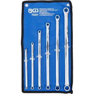 Doppel-Ringschlüssel-Satz mit E-Profil-Ringköpfen, extra lang, SW E6 x E7 - E22 x E24, 6-tlg.