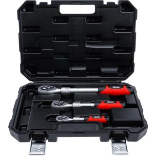 Umschaltknarren-Satz, ausziehbar, Abtrieb Außenvierkant 6,3 mm (1/4 Zoll) - 10 mm (3/8 Zoll) - 12,5 mm (1/2 Zoll), 3-tlg.