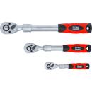 Umschaltknarren-Satz, ausziehbar, Abtrieb Außenvierkant 6,3 mm (1/4 Zoll) - 10 mm (3/8 Zoll) - 12,5 mm (1/2 Zoll), 3-tlg.