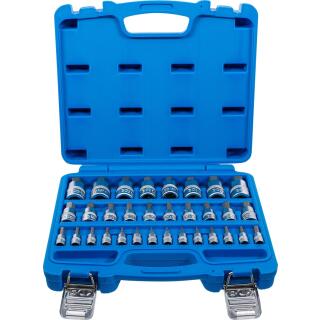 Bit-Einsatz-Satz, Antrieb Innenvierkant 6,3 mm (1/4 Zoll) / 10 mm (3/8 Zoll) / 12,5 mm (1/2 Zoll), Innensechskant 2 - 19 mm / 1/4 Zoll - 9/16 Zoll, Metrisch und Zollgrößen, 32-tlg.