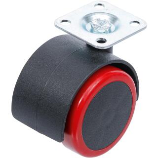 Lenk-Doppelrolle, rot/schwarz, 50 mm