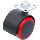 Lenk-Doppelrolle, rot/schwarz, 50 mm