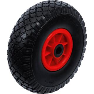 Rad für Sackkarren / Bollerwagen, PU, rot / schwarz, 260 mm