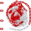 Absperrkette, rot / weiß, 4 Karabiner, Kunststoff, 7,5 m