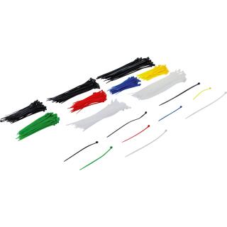 Kabelbinder-Sortiment, farbig, 100 - 150 - 200 mm, 450-tlg.