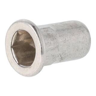 Einnietmuttern Flachkopf Teilsechskantschaft offen Edelstahl A2 M 8x17,5 250 Stück