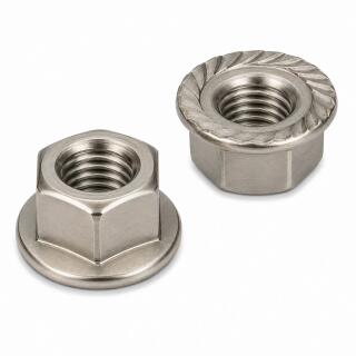 DIN 6923 Sechskantmuttern Flansch mit Sperrverzahnung Edelstahl A2