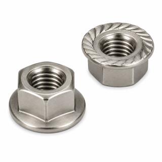 DIN 6923 Sechskantmuttern Flansch mit Sperrverzahnung Edelstahl A4